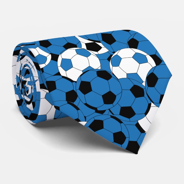 Blått-, vit- och för svartfotbollboll Collage Slips (Rullad)