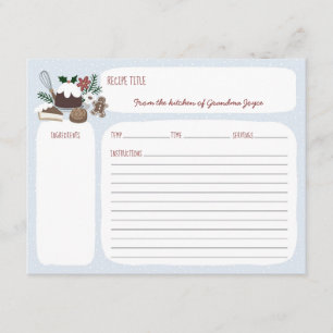 Blått + vitt Helgdag Baking Recept Card Tilläggskort