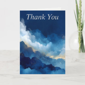 Blått, vitt och Guld-Abstrakt - tackkort Inbjudan