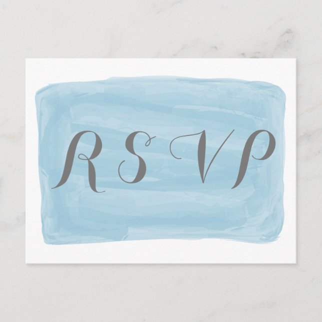 Blått vykort för vattenfärgssvar (Framsida)