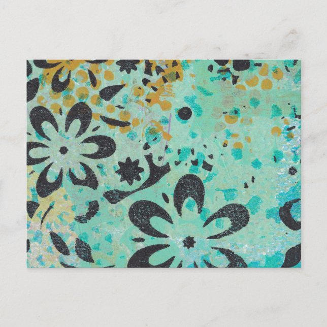 Blått vykort och vykort för gult abstrakt (Framsida)