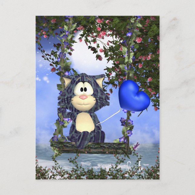 Blått vykort, vykort för cute, vykort (Framsida)