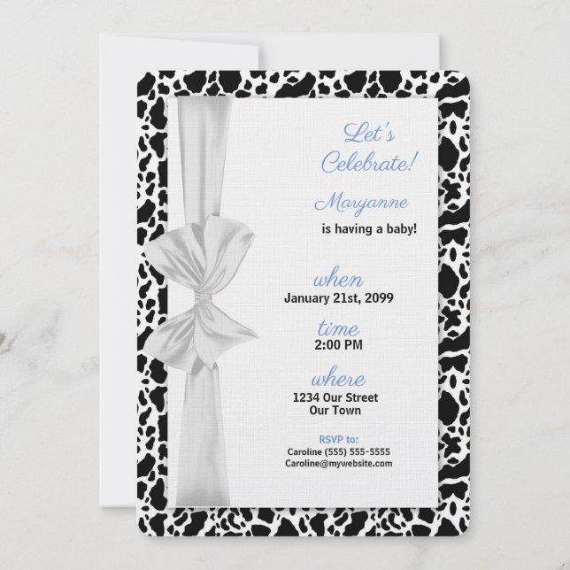 Blått Westernt babytema för babykläder Inbjudningar (Baksida)