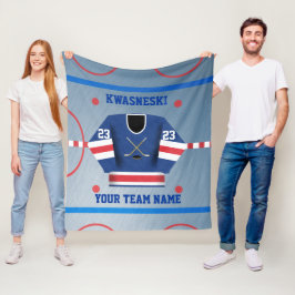 Blått Wh| Red Ice Hockey Rink| Spelare Jersey Fleecefilt