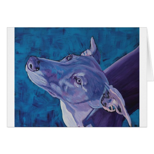 Blått Whippet Hälsningskort (Framsidan Horizontal)