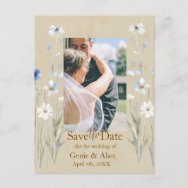 Blått Wildblomma Spara datumfoto Vykort