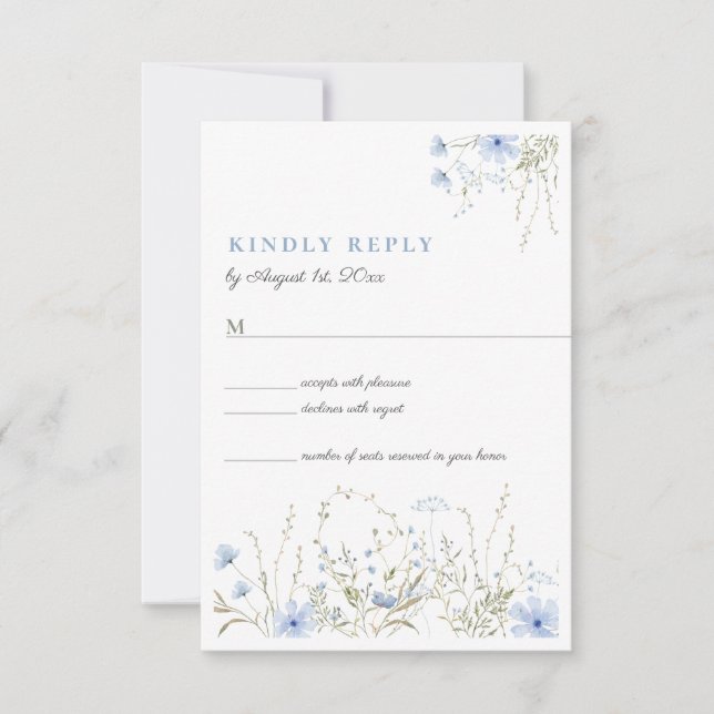 Blått Wildblomme Periwinkle-Bröllop OSA Kort (Framsida)