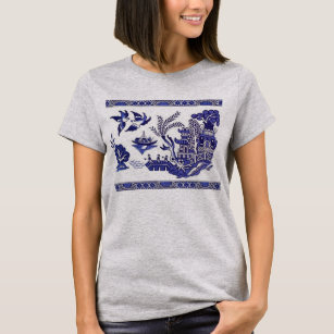 Blått Willow-China, genomskinlig bakgrund T Shirt