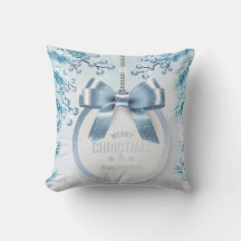 Blått WinterTree-nyårsnamn God jul Kudde