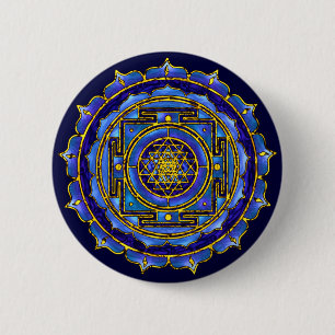 Blått Yantra knäppas Knapp