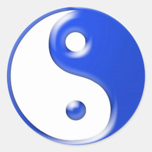 Blått Yin Yang Runt Klistermärke