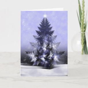 Blått Yule Träd Fractal-julkort Helgkort