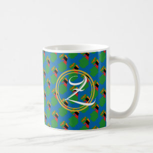 Blått ZAMBIA Monogram Scripture Gift Kaffemugg