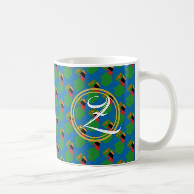 Blått ZAMBIA Monogram Scripture Gift Kaffemugg (Höger)