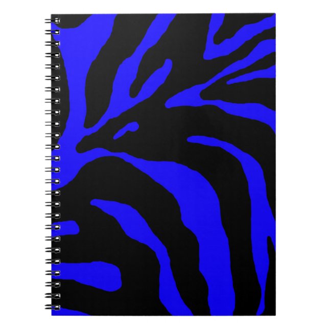 Blått Zebra Rand-djurtryck Anteckningsbok (Framsidan)