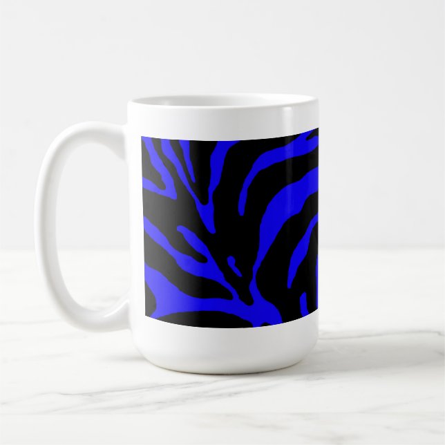 Blått Zebra Rand-djurtryck Kaffemugg (Vänster)