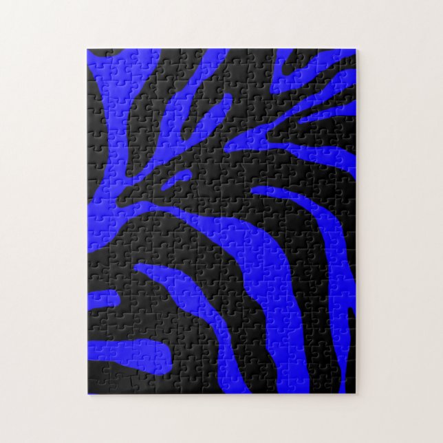 Blått Zebra Rand-djurtryck Pussel (Vertikal)