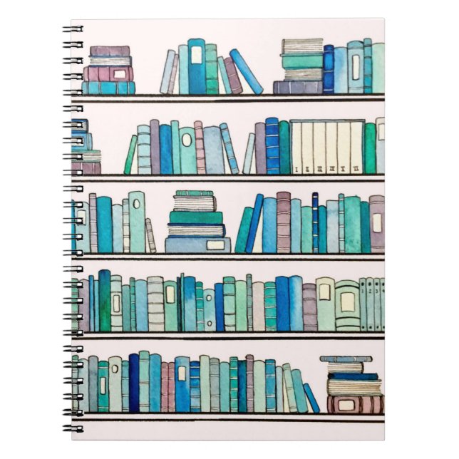Blåttbibliotekanteckningsbok Anteckningsbok Med Spiral (Framsidan)