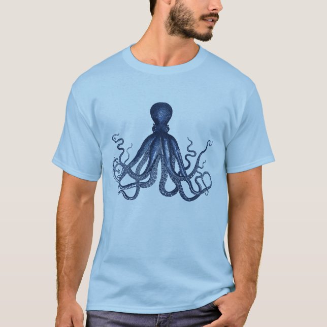 BlåttbläckfiskT-tröja T Shirt (Framsida)