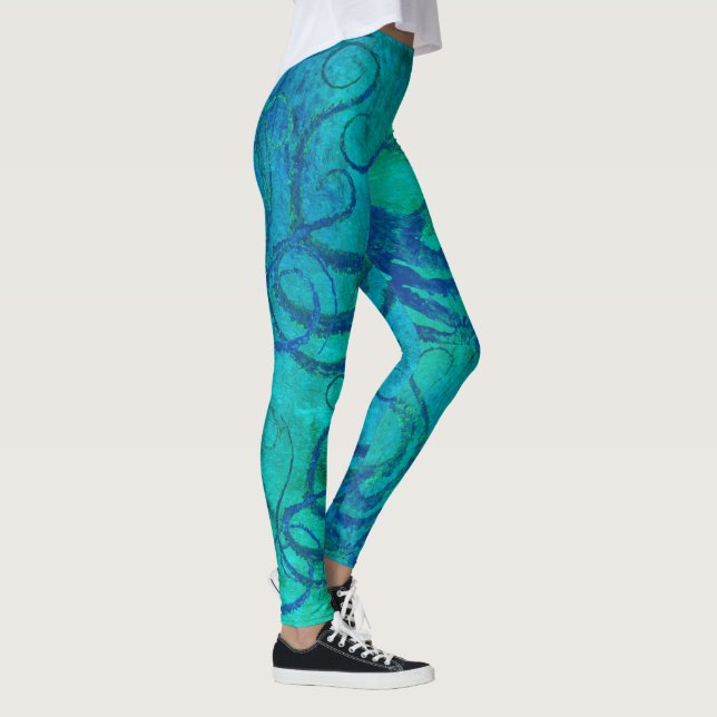 Blåttbläckfisktentakel på Aqua - damasker Leggings (Höger)