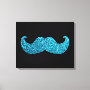 BlåttBling mustasch (grafiskt Fauxglitter) Canvastryck
