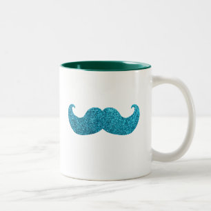 BlåttBling mustasch (grafiskt Fauxglitter) Två-Tonad Mugg