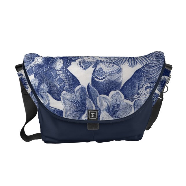 Blåttblommigtfjäril Kurir Väska (Framsidan)