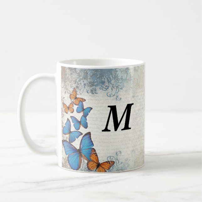 Blåttblommigtfjärilar Kaffemugg (Vänster)