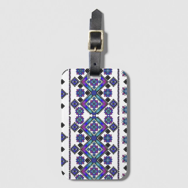 Blåttbroderi Bagagebricka (Framsida vertikal)