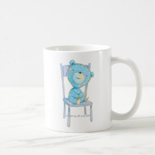 BlåttCalicobjörn som ler på stol Kaffemugg