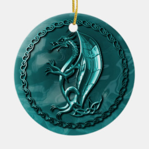 BlåttCelticdrake Julgransprydnad Keramik