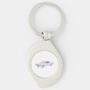 BlåttChevy Chevelle illustration 1967 Keychain Swirl Silverfärgad Nyckelring