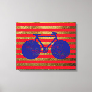blåttcykel & guld-/röda randar canvastryck