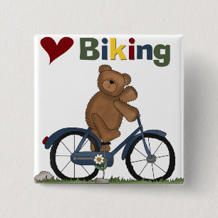 Blåttcykeln älskar jag att cykla Tshirts och gå Knapp