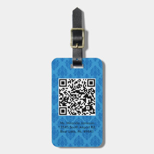 Blåttdamast QR KODIFIERAR den beställnings- Bagagebricka