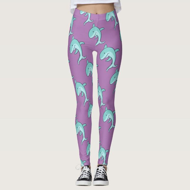 Blåttdelfiner som hoppar Thunder_Cove Leggings (Framsida)