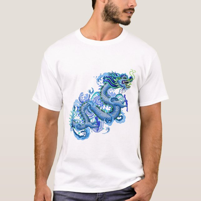 Blåttdrake med vattenstänk t shirt (Framsida)