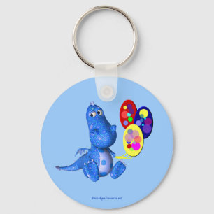 Blåttdrake och ballonger gulliga Keychain Nyckelring