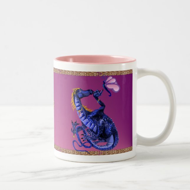 Blåttdrake och fjärilsmugg Två-Tonad mugg (Höger)