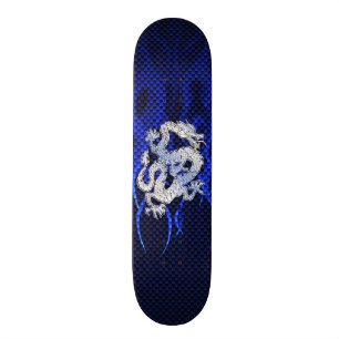 Blåttdraken i kromkoltävla flammar mini skateboard bräda 18,5 cm