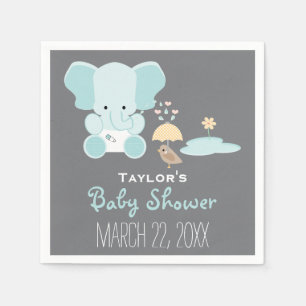 Blåttelefant lite i blöjafågelbaby shower pappersservett