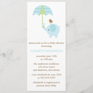Blåttelefantbaby shower inbjudningar