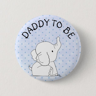 Blåttelefantbaby shower klämmer fast pappan för knapp