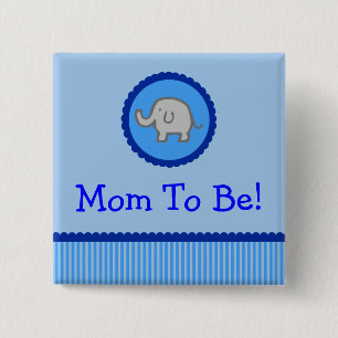Blåttelefanten "mamman som är" baby shower, knapp