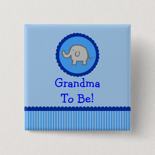 Blåttelefanten "mormodern som är" baby shower, knapp