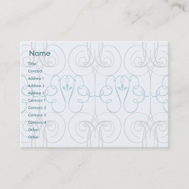 Blåttelegant - knubbig visitkort (Framsida)