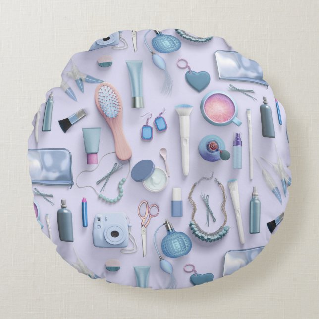 Blåttfåfängabord Rund Kudde (Framsidan)