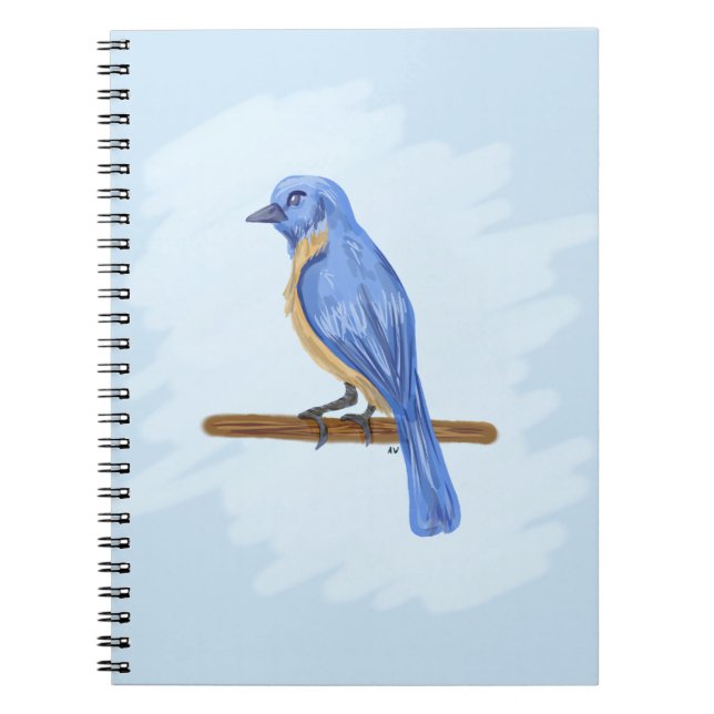 Blåttfågel Anteckningsbok Med Spiral (Framsidan)