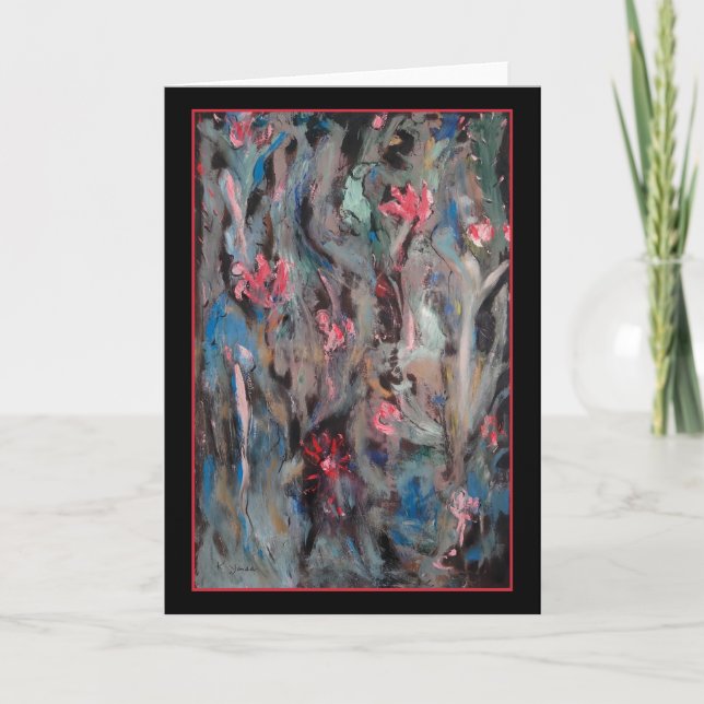 Blåttfågelabstrakt - original- konsthälsningkort kort (Framsida)