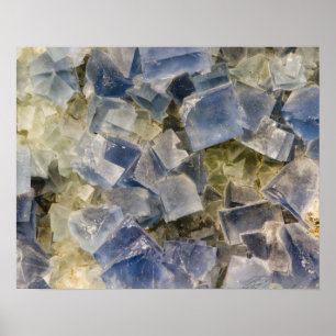 BlåttFluoritekristaller i matris Poster